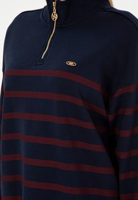 Kadın Lacivert Fermuarlı Dik Yaka Sweathirt - 50298989007