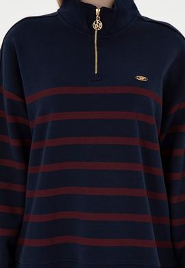 Kadın Lacivert Fermuarlı Dik Yaka Sweathirt - 50298989007