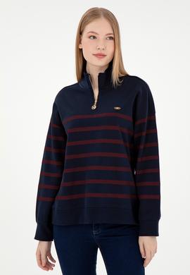 Kadın Lacivert Fermuarlı Dik Yaka Sweathirt - 50298989007