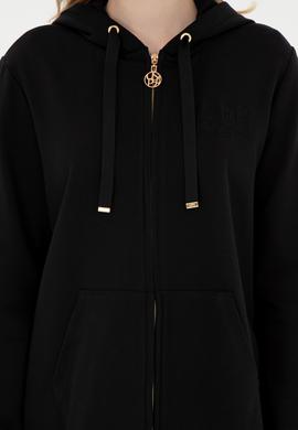 Kadın Siyah Kapüşonlu Sweatshirt - 50289545013