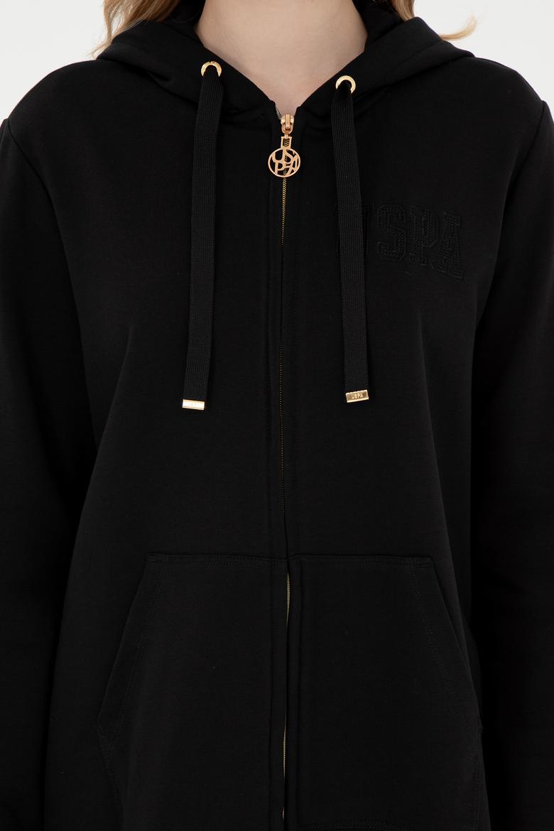 Kadın Siyah Kapüşonlu Sweatshirt - 50289545013