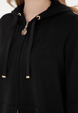 Kadın Siyah Kapüşonlu Sweatshirt - 50289545013