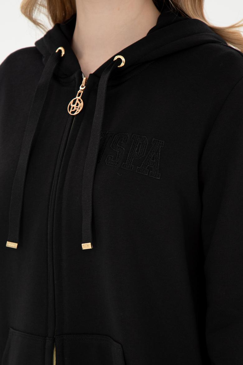 Kadın Siyah Kapüşonlu Sweatshirt - 50289545013