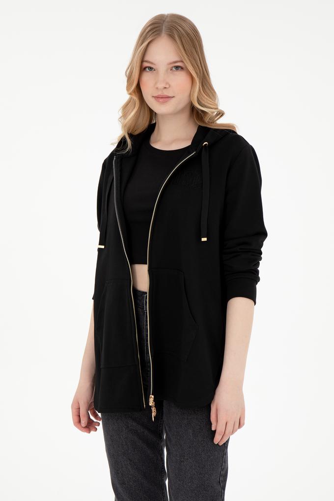 Kadın Siyah Kapüşonlu Sweatshirt