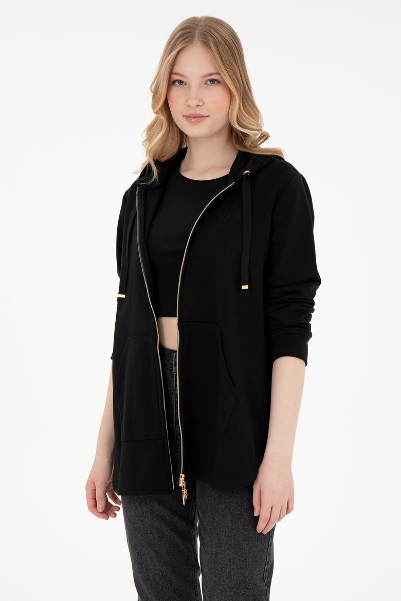 Kadın Siyah Kapüşonlu Sweatshirt