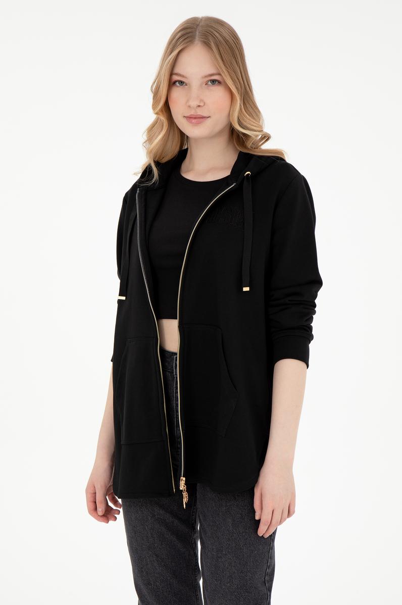 Kadın Siyah Kapüşonlu Sweatshirt