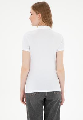 Kadın Beyaz Basic Polo Yaka Tişört - 50280037020