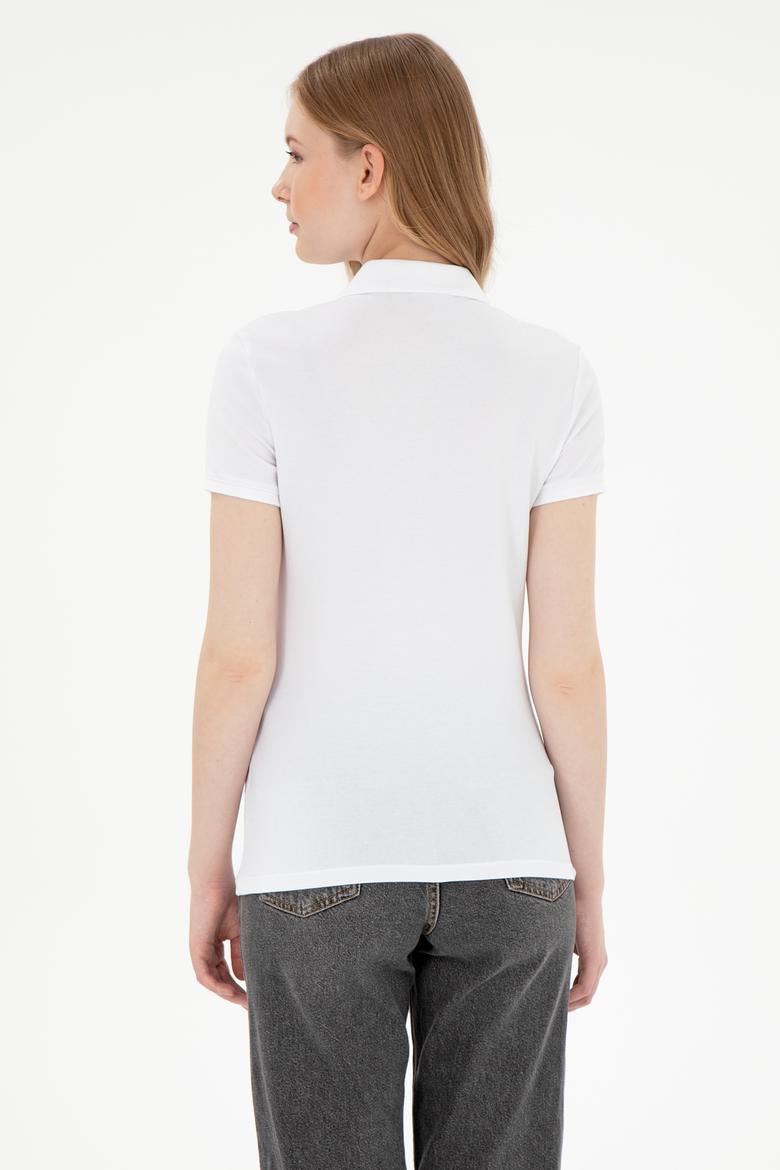 Kadın Beyaz Basic Polo Yaka Tişört - 50280037020