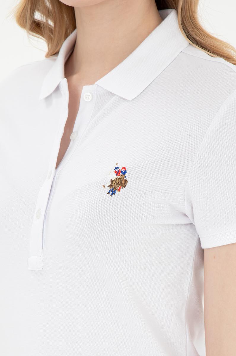 Kadın Beyaz Basic Polo Yaka Tişört