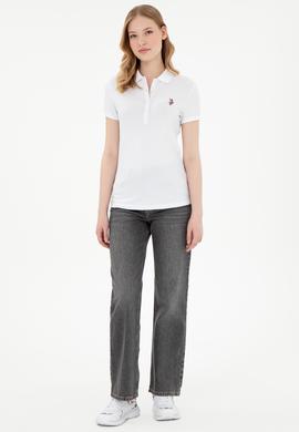 Kadın Beyaz Basic Polo Yaka Tişört - 50280037020