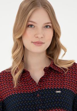 Kadın Bordo Uzun Kollu Gömlek - 50291099003