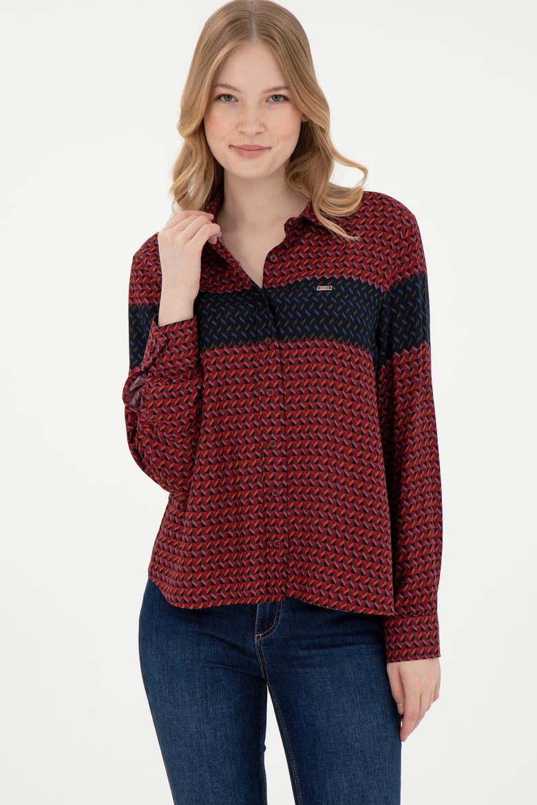 Kadın Bordo Uzun Kollu Gömlek - 50291099003