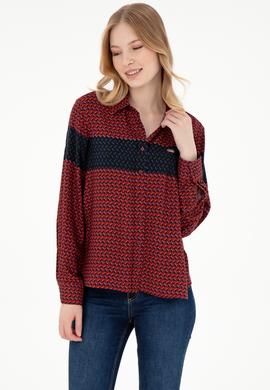 Kadın Bordo Uzun Kollu Gömlek - 50291099003