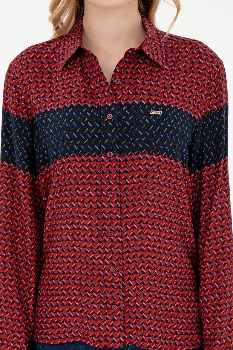 Kadın Bordo Uzun Kollu Gömlek - 50291099003