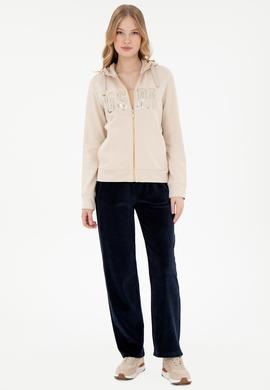 Kadın Taş Kapüşonlu Fermuarlı Sweatshirt - 50300886011