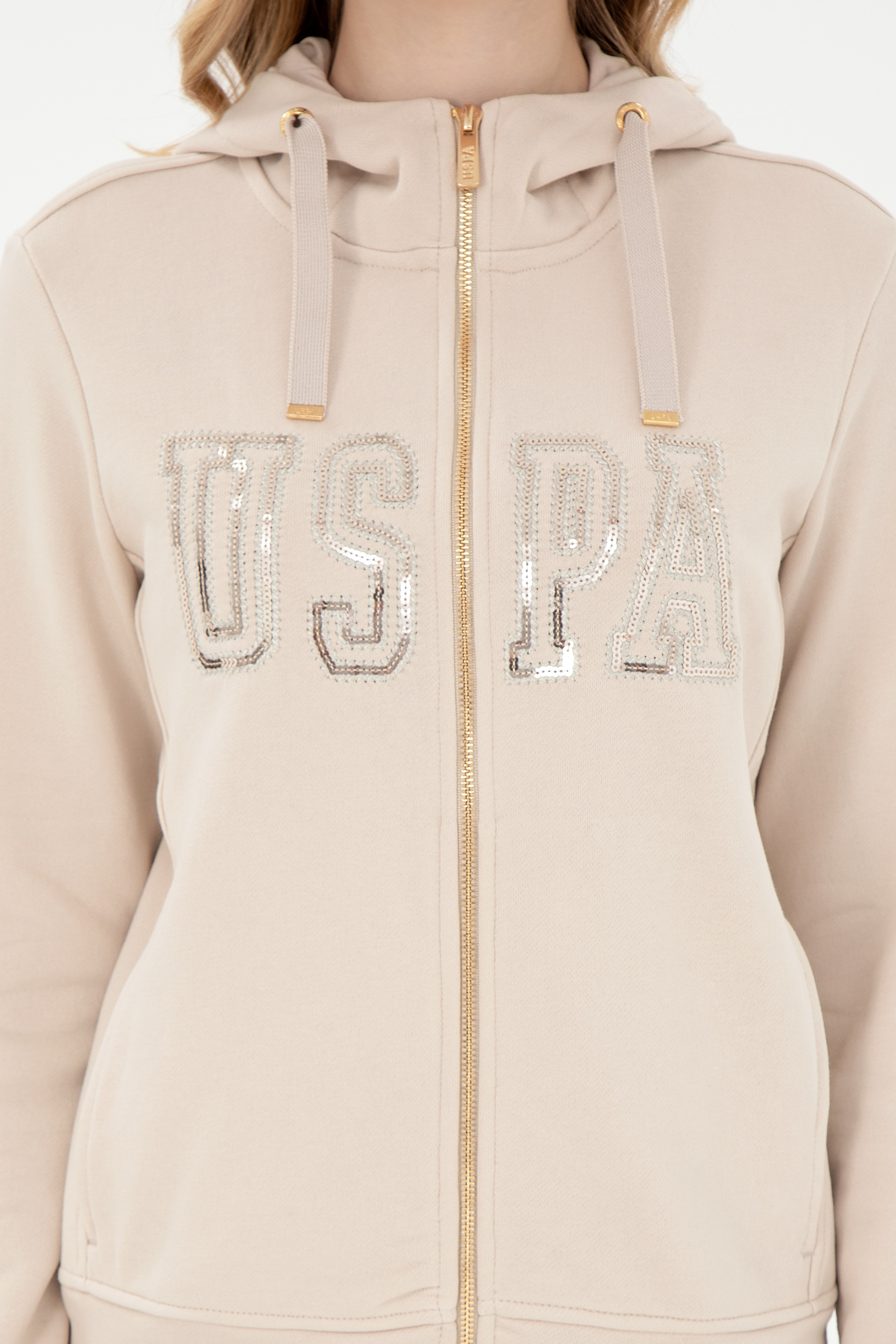 Kadın Taş Kapüşonlu Fermuarlı Sweatshirt - Image 6