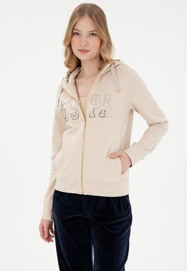 Kadın Taş Kapüşonlu Fermuarlı Sweatshirt - 50300886011