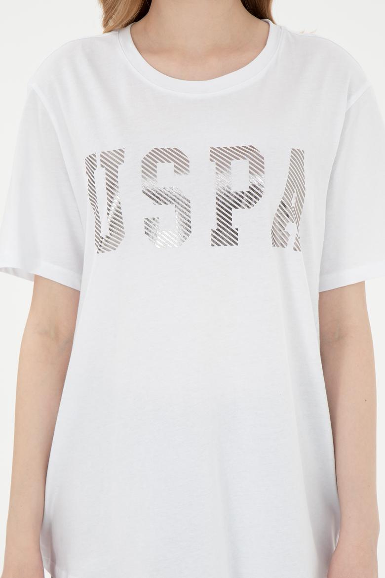 Kadın Beyaz Bisiklet Yaka Basic Tişört - 50300850009