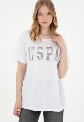 Kadın Beyaz Bisiklet Yaka Basic Tişört - 50300850009