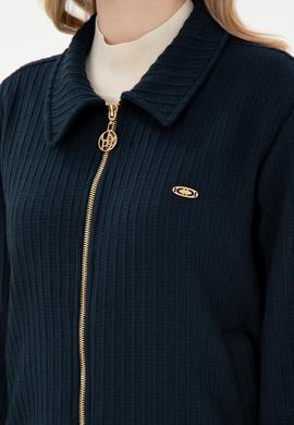 Kadın Lacivert Fermuarlı Polo Yaka Sweatshirt - 50295811012