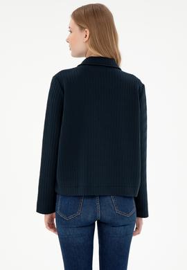 Kadın Lacivert Fermuarlı Polo Yaka Sweatshirt - 50295811012