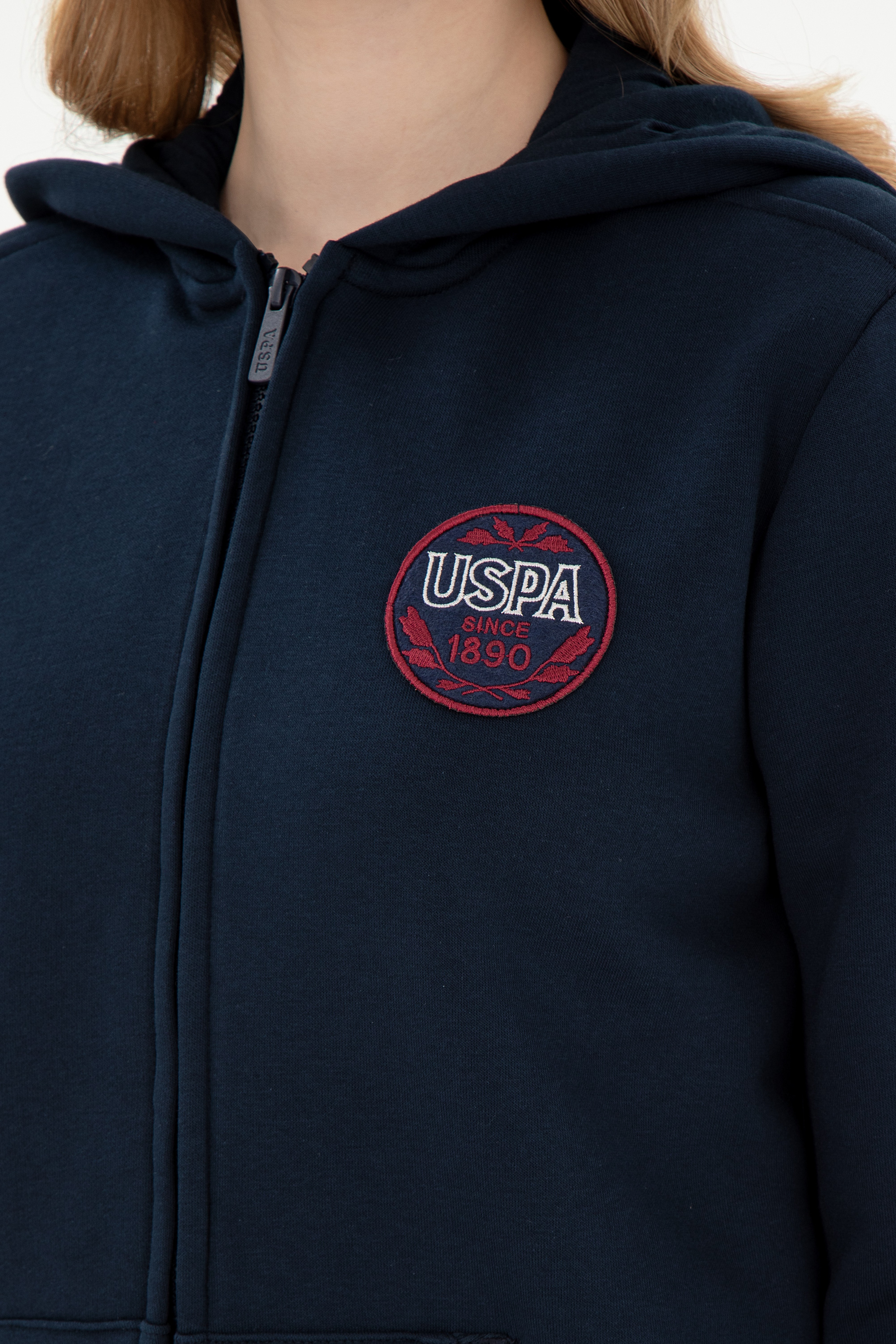 Kadın Lacivert Şardonlu Kapüşonlu Sweatshirt