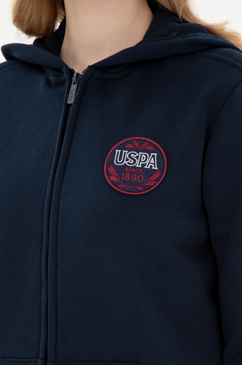 Kadın Lacivert Şardonlu Kapüşonlu Sweatshirt