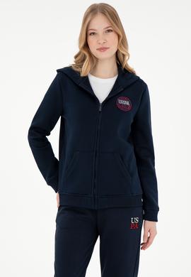 Kadın Lacivert Şardonlu Kapüşonlu Sweatshirt - 50296338008