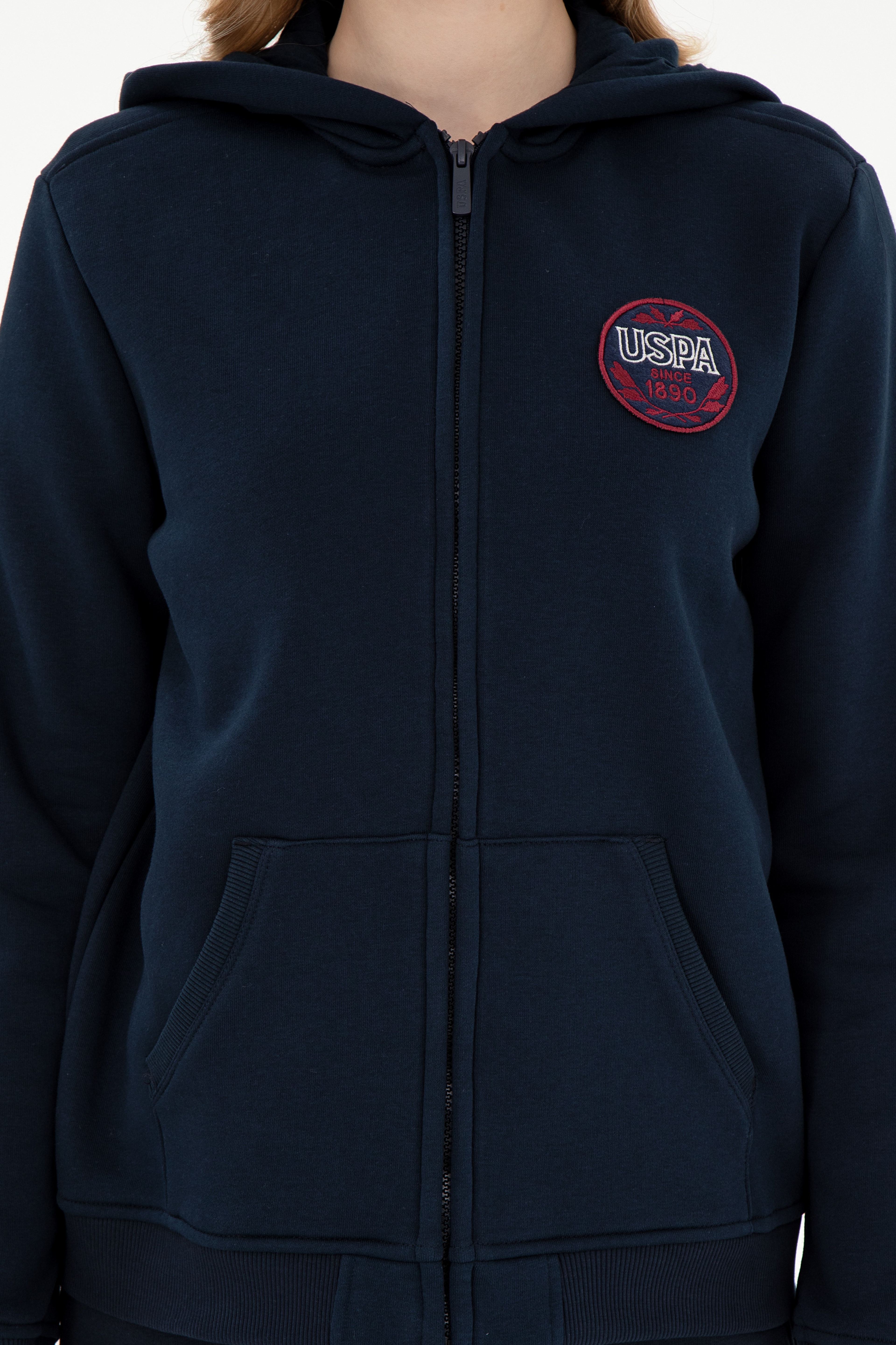 Kadın Lacivert Şardonlu Kapüşonlu Sweatshirt