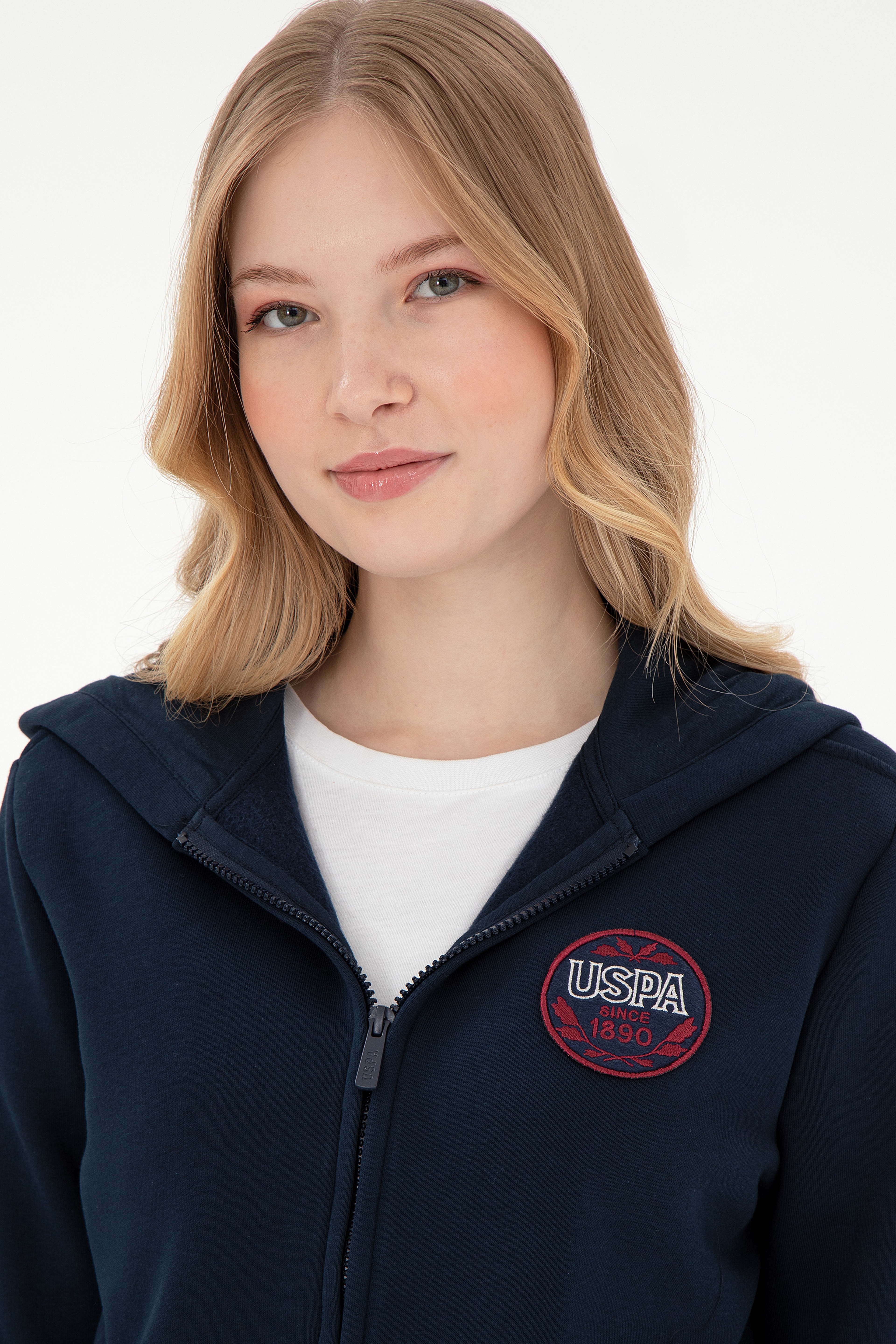 Kadın Lacivert Şardonlu Kapüşonlu Sweatshirt