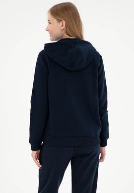 Kadın Lacivert Şardonlu Kapüşonlu Sweatshirt - 50296338008