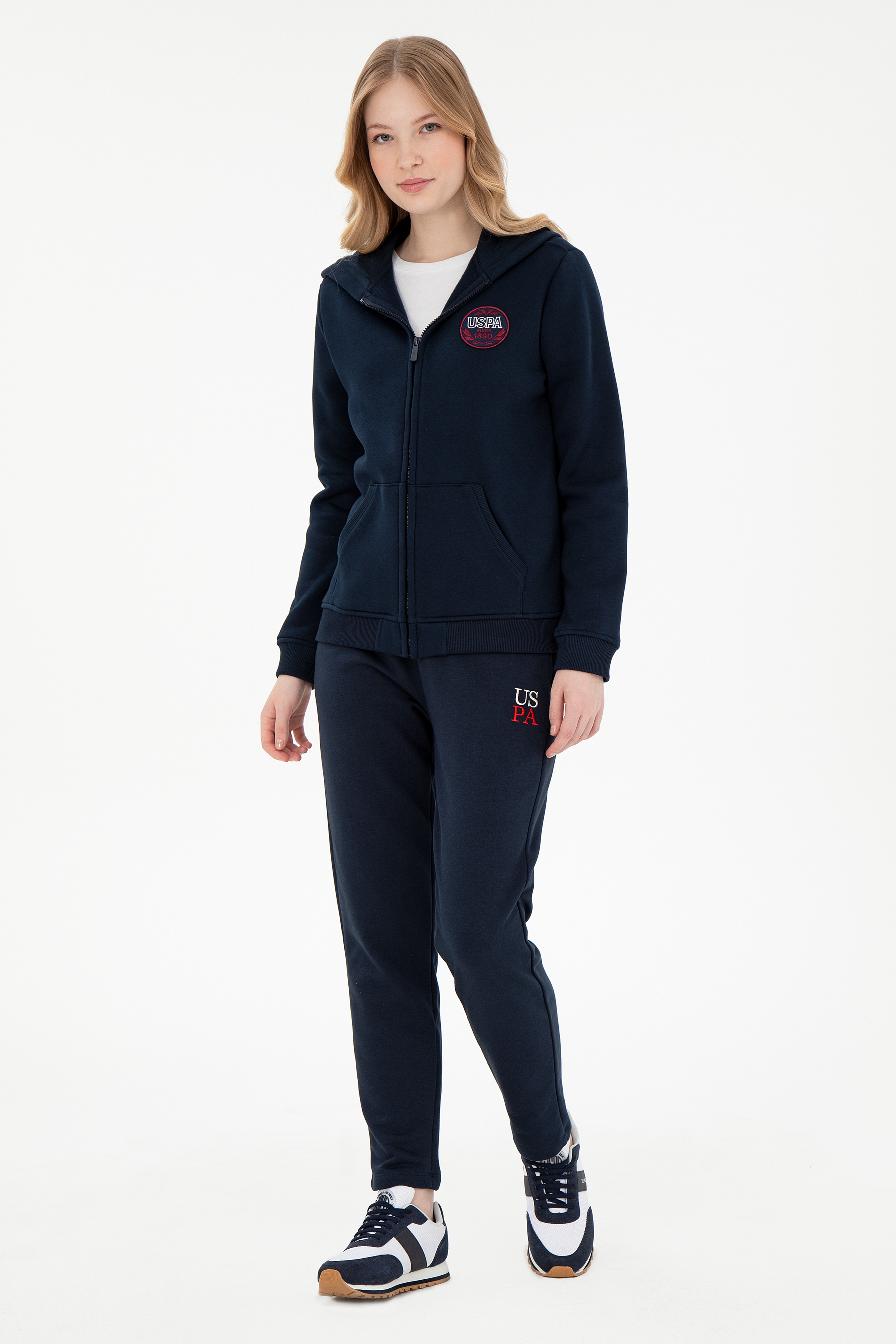 Kadın Lacivert Şardonlu Kapüşonlu Sweatshirt - Image 4