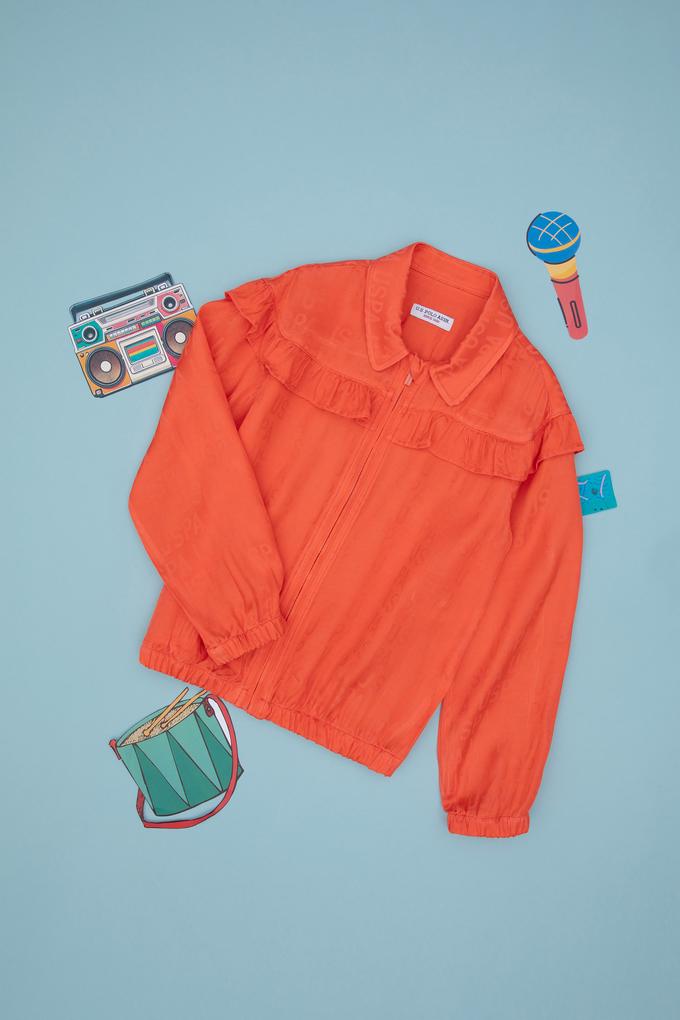 Kız Çocuk Nar Çiçeği Dokuma Mont