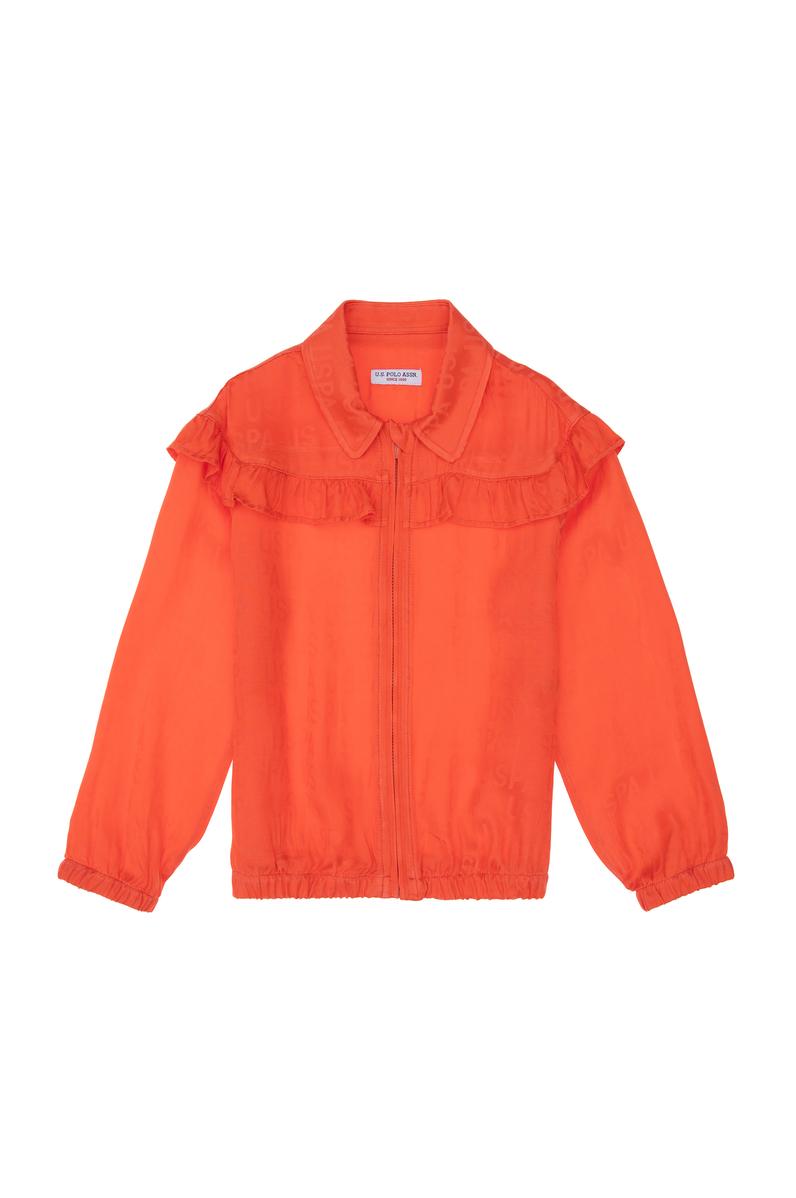 Kız Çocuk Nar Çiçeği Dokuma Mont