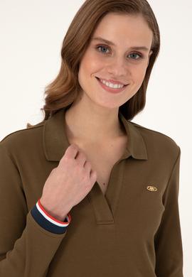 Kadın Haki Polo Yaka Mini Boy Örme Elbise - 50299041006