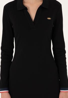 Kadın Siyah Polo Yaka Mini Boy Örme Elbise - 50299041016