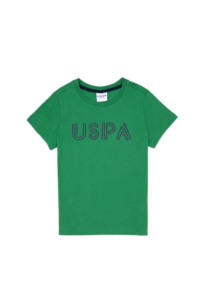 Erkek Çocuk Yeşil Basic Bisiklet Yaka Tişört