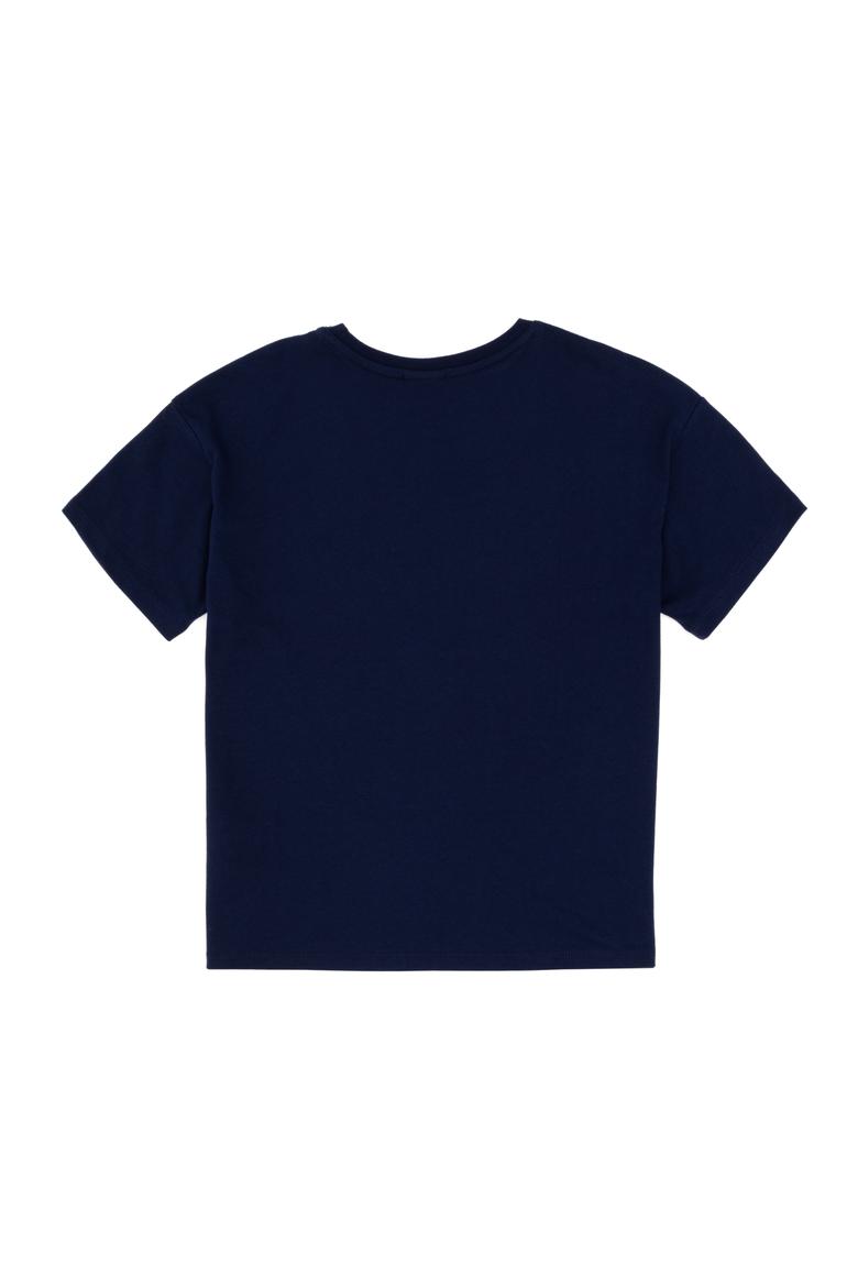 Erkek Çocuk Lacivert Oversize Bisiklet Yaka Tişört - 50306498016