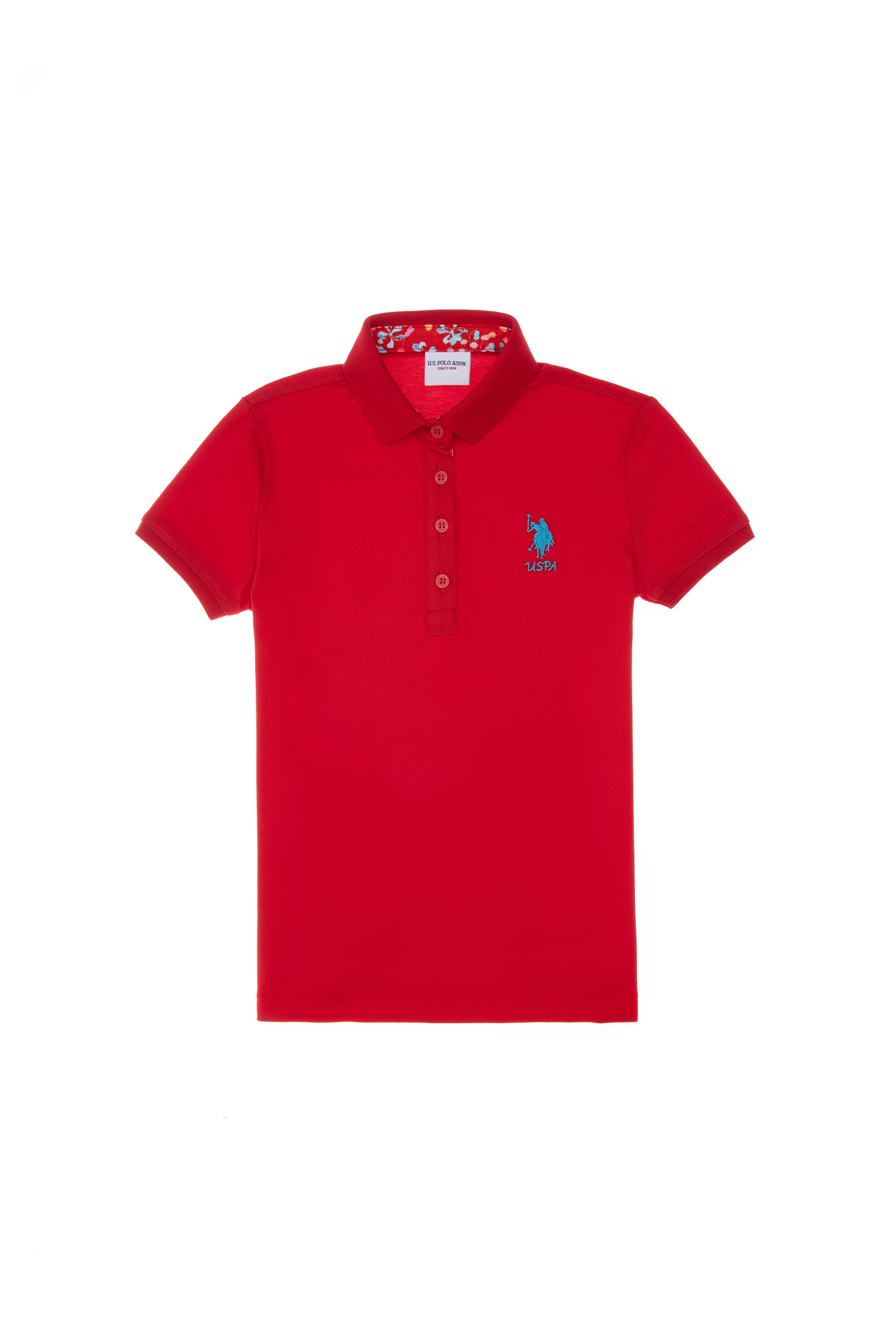 Kız Çocuk Kırmızı Polo Yaka Basic Tişört - Image 2