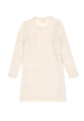 Kız Çocuk Krem Melanj Bisiklet Yaka Triko Elbise - 50297201003