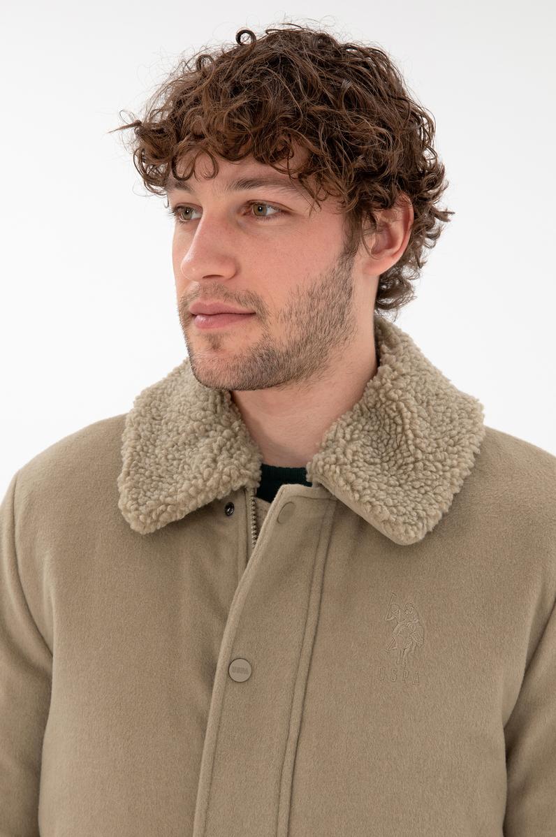 Erkek Açık Haki Kaşe Mont