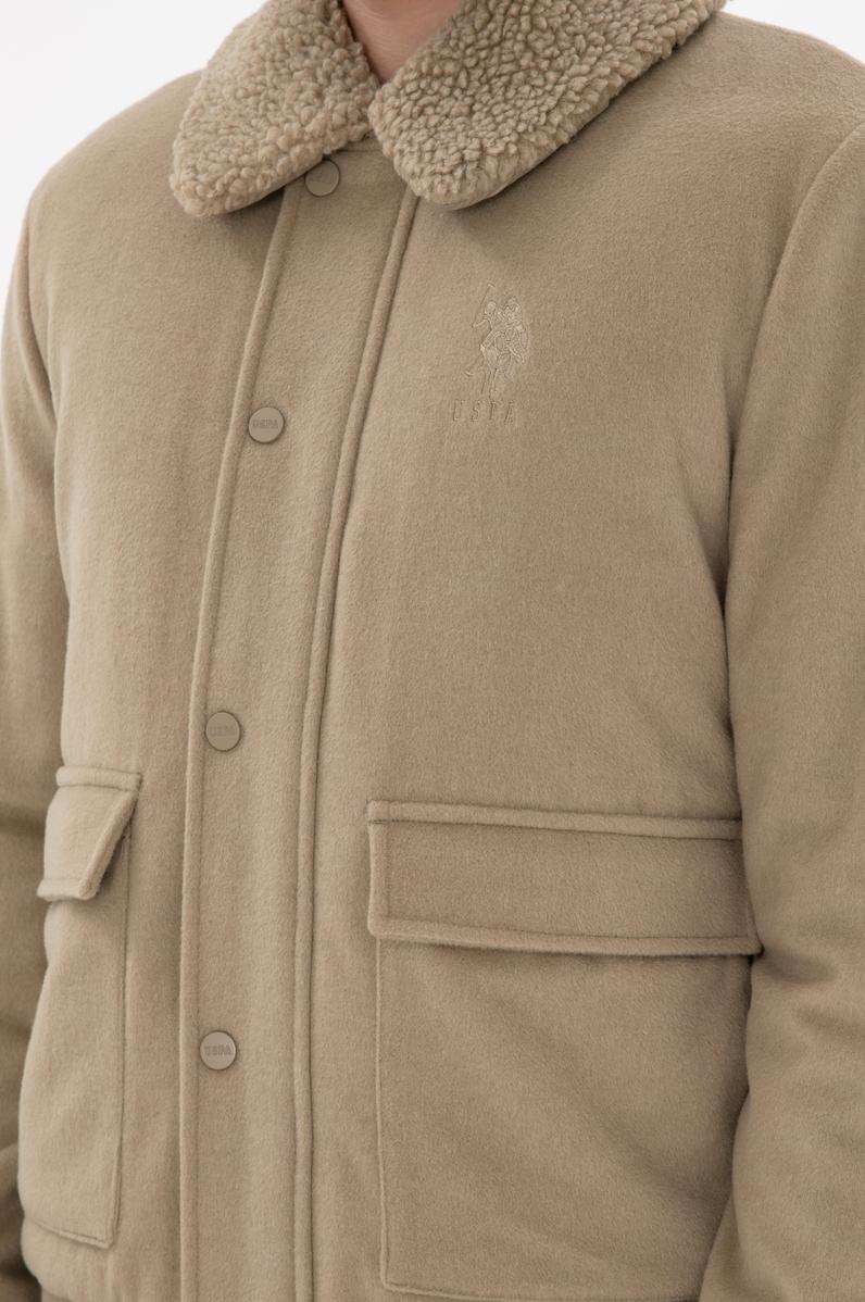 Erkek Açık Haki Kaşe Mont