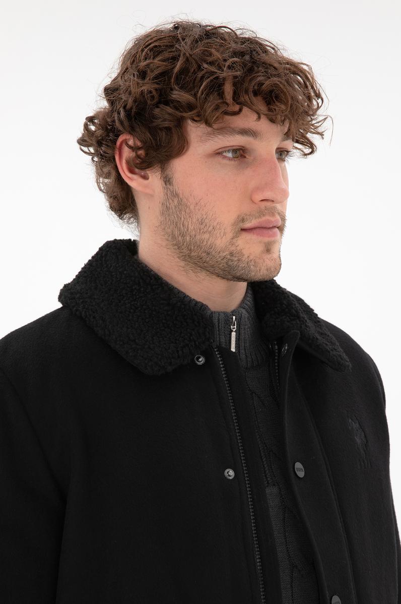 Erkek Siyah Kaşe Mont