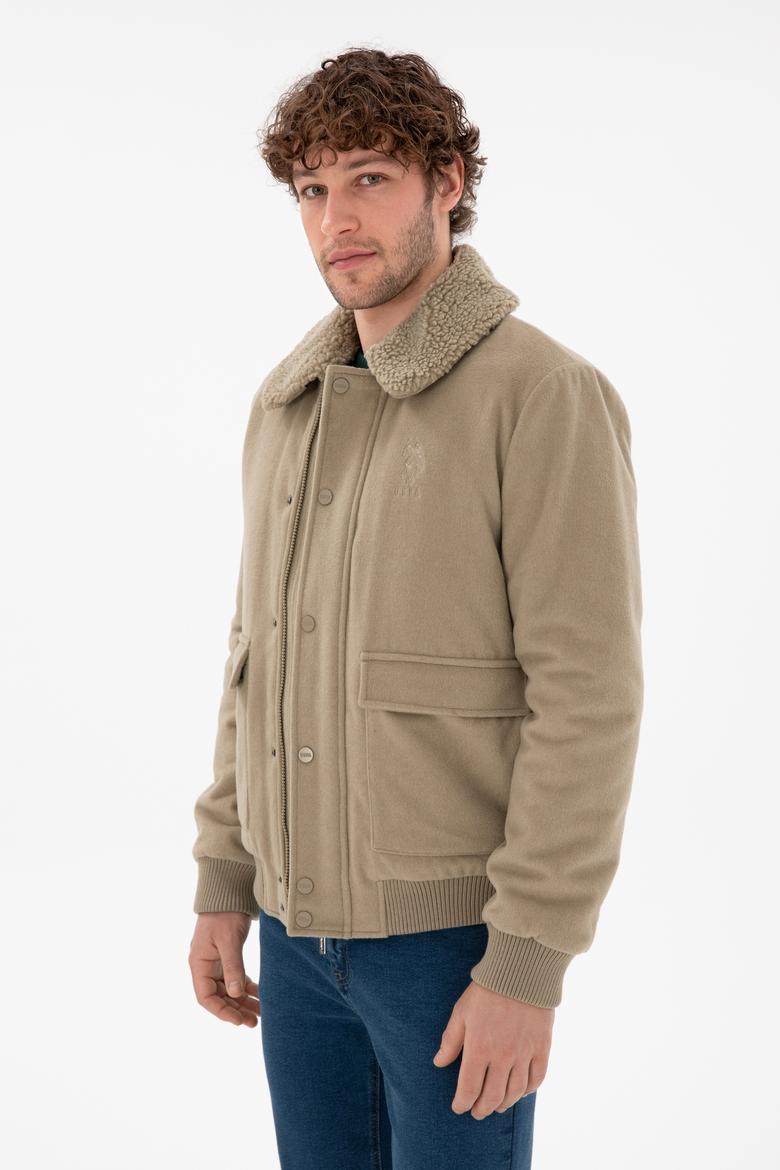 Erkek Açık Haki Kaşe Mont