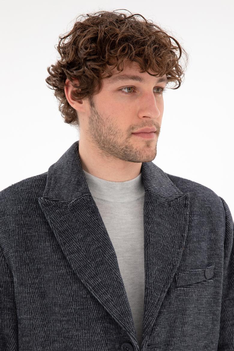 Erkek Lacivert Kaşe Kaban - 50291731004