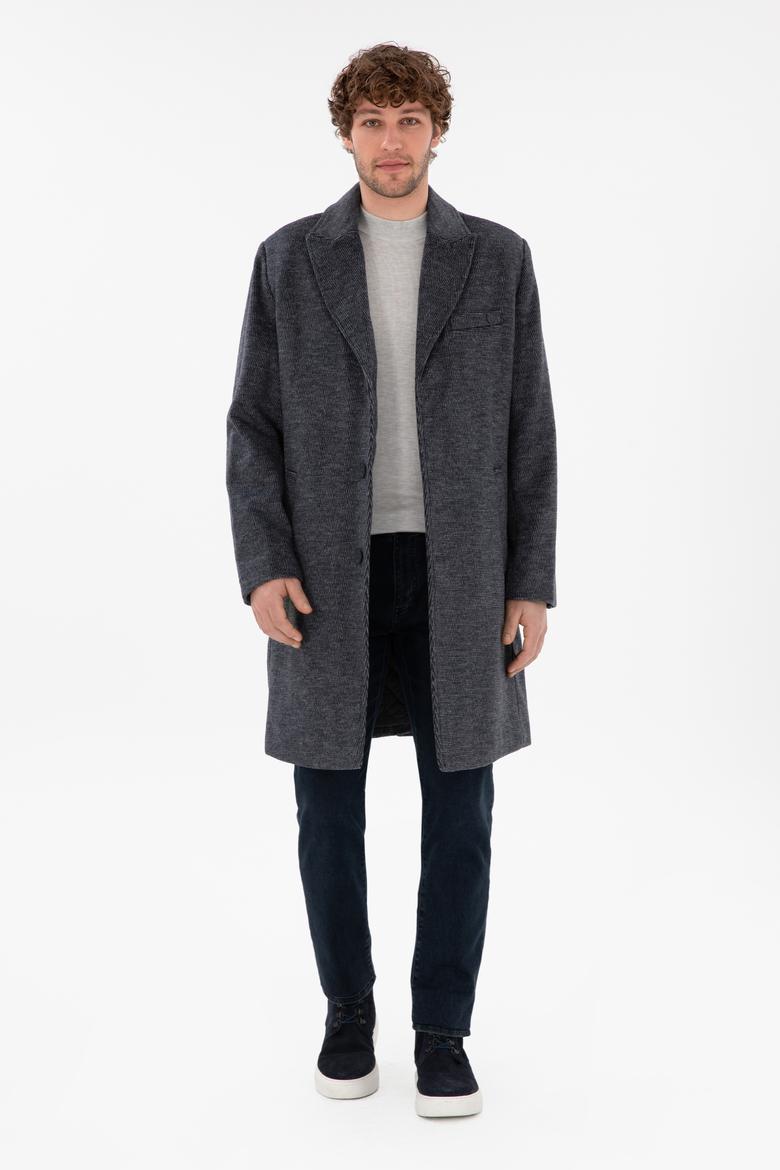 Erkek Lacivert Kaşe Kaban - 50291731004