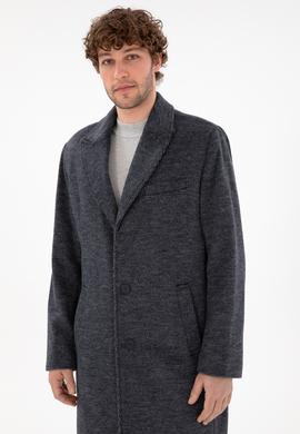 Erkek Lacivert Kaşe Kaban - 50291731004