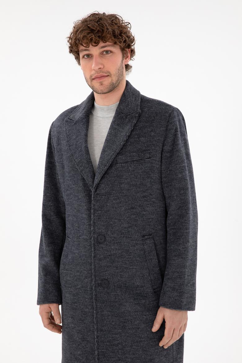 Erkek Lacivert Kaşe Kaban - 50291731004