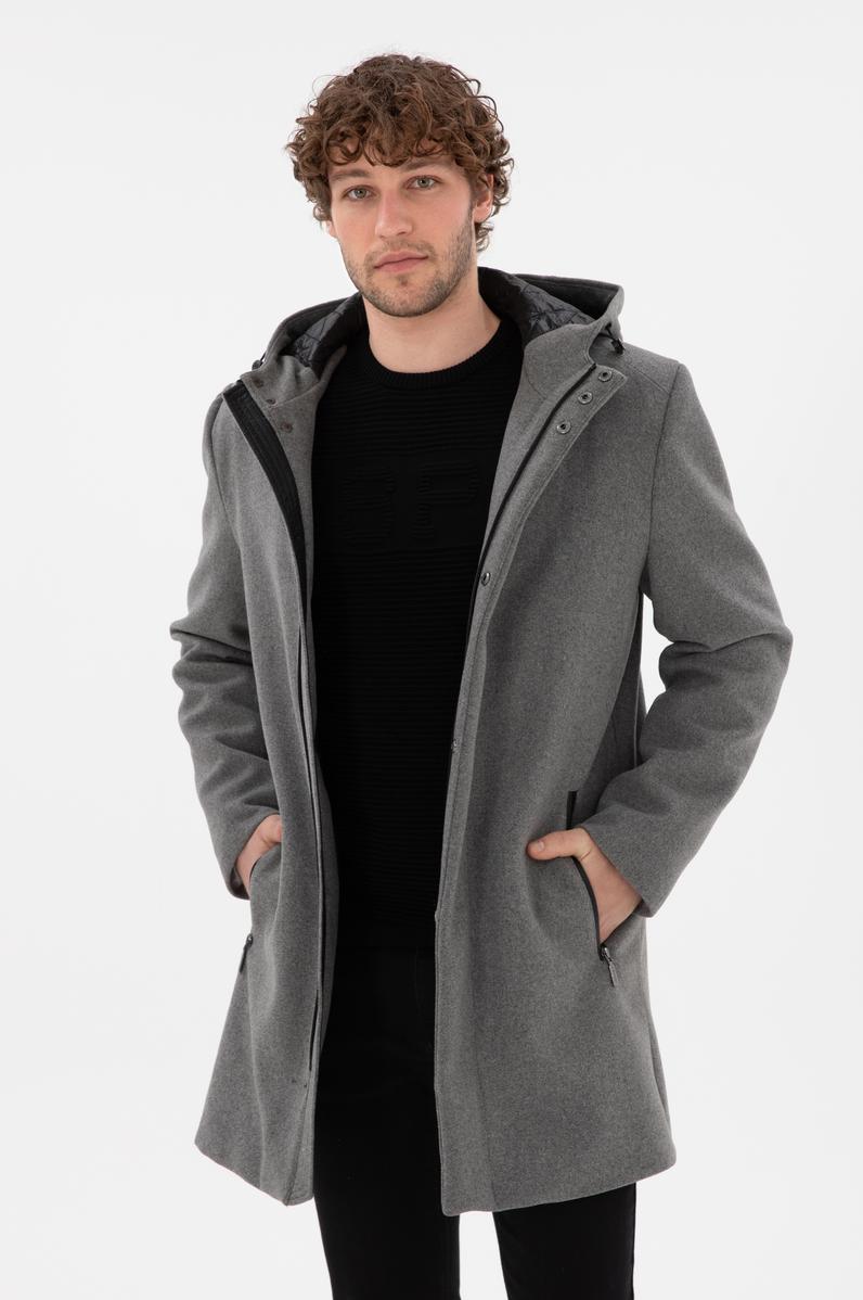 Erkek Gri Kaşe Kaban