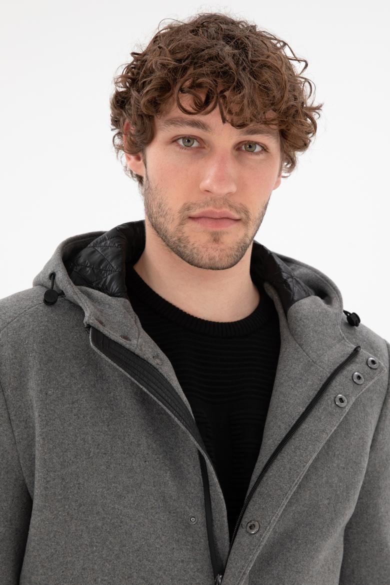 Erkek Gri Kaşe Kaban - 50291709002